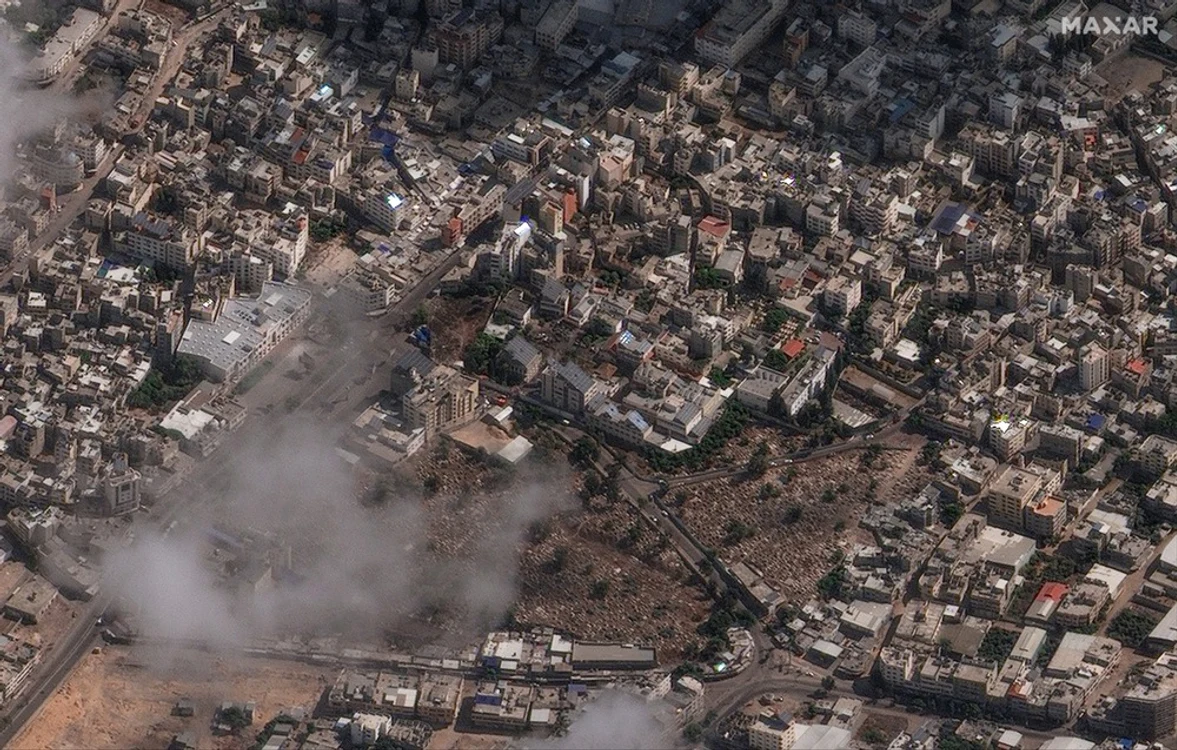 Spitalul din Gaza, după explozie, văzut din satelit Foto EPA EFE