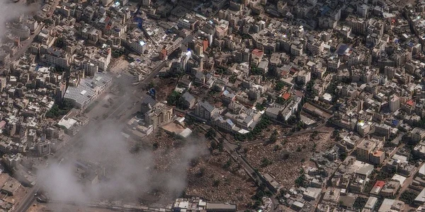 spitalul din Gaza dupa explozie, vazut din staelit Foto EPA EFE jpg