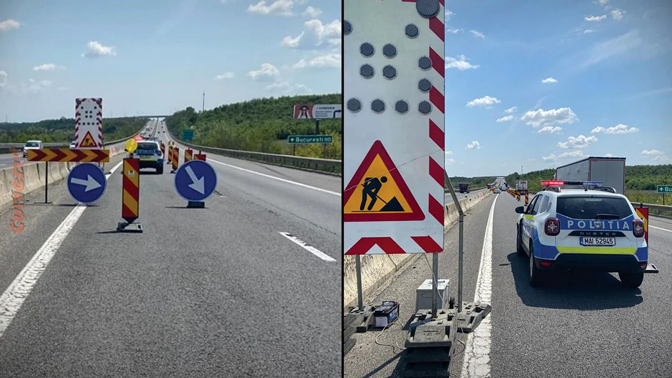 Restricțiile pe A1 încep la kilometrul 110, sensul spre Pitești. Foto: curier.ro