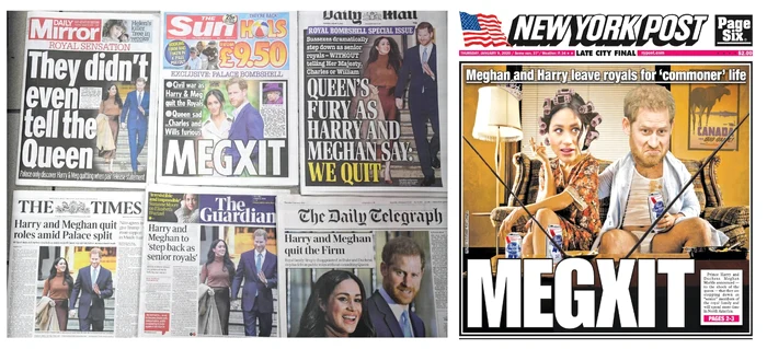 Presa a folosit termenul „Megxit“ pentru a descrie despărțirea lui Harry și Meghan de Casa Regală