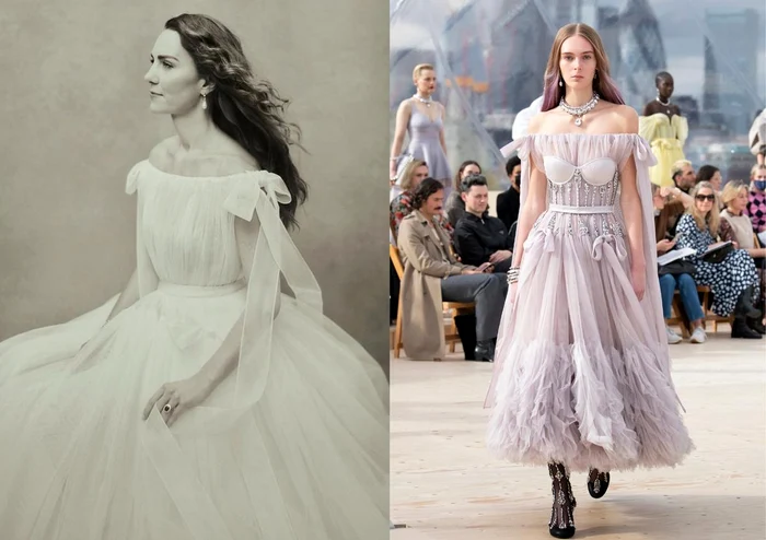 Kate Middleton în rochialbă din organza. Foto: Instagram/ImaxTree