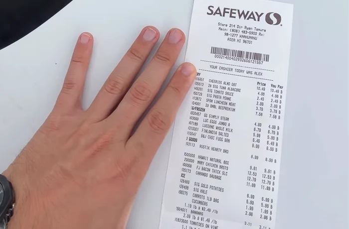 Prețurile unui coș de cumpărături în Hawaii, postate de Cristi și Raluca/sursă foto: Instagram