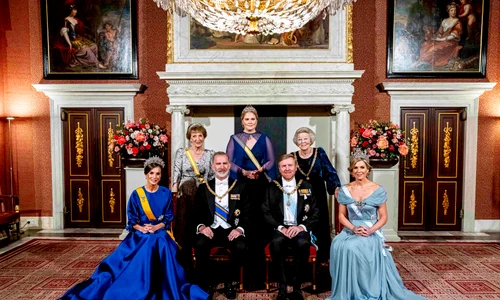 Regina Letizia a Spaniei, Prințesa Margriet a Țărilor de Jos, Regele Felipe VI al Spaniei, Prințesa Moștenitoare Amalia, Regele Willem Alexander, Prințesa Beatrix și Regina Maxima a Țărilor de Jos, Profimedia jpg