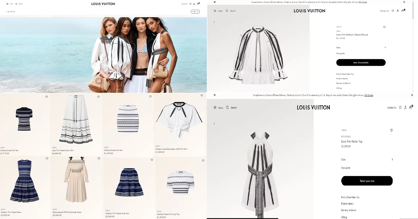 O parte din colecția Lous Vuitton inspirată din portul și motivele tradiționale românești Colaj