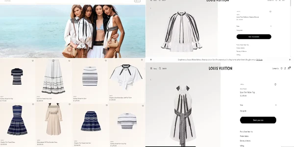 O parte din colecția Lous Vuitton LV By the pool inspirată din portul popular și motivele  tradiționale românești Colaj