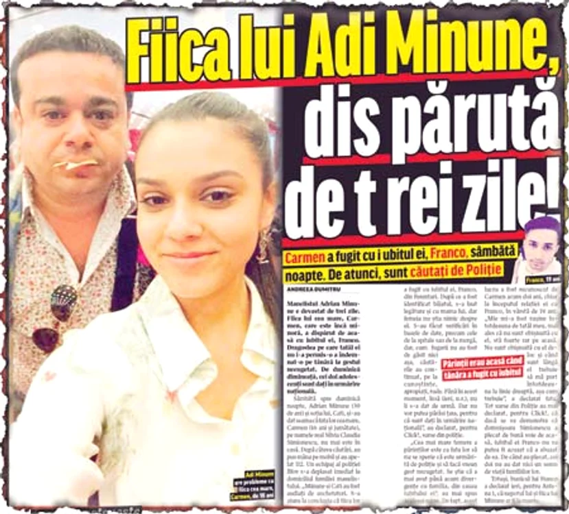 Fiica de 16 ani a lui Adi  Minune a fugit sâmbătă  noaptea de acasă, de  sub nasul familiei