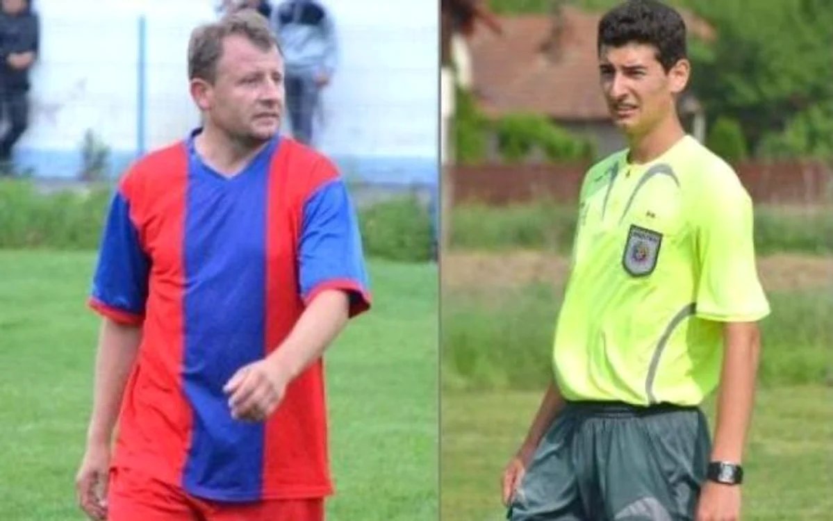 
    Fotbalistul Nelu Borciu şi arbitrul Marin Taloş  