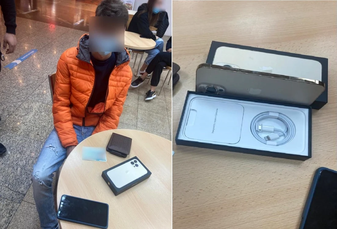 Adolescentul a pretins că e cumpărător şi a furat un iPhone în Râmnicu Vâlcea Foto Jandarmeria Vâlcea
