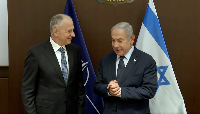 Mircea Geoană și Benjamin Netanyahu, la Ierusalim. FOTO: Cabinetul premierului Netanyahu 