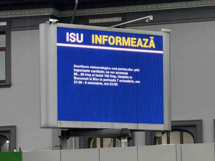 Informări pentru populație prin panouri electronice stradale/FOTO: ISU București-Ilfov