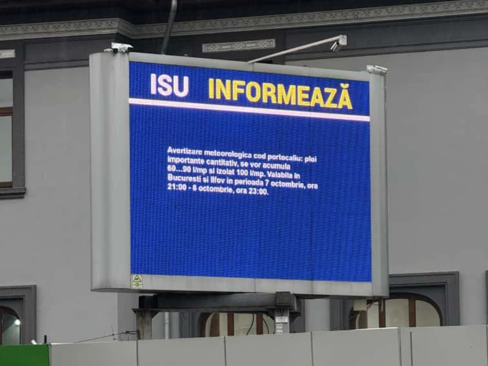 Cod portocaliu de ploi în București și Ilfov. Mesajul transmis de ISU prin panouri stradale