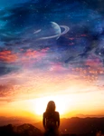 back view woman astral wallpaper jpg