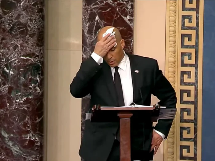 Cory Booker în timpul discursului/FOTO: Captură Video