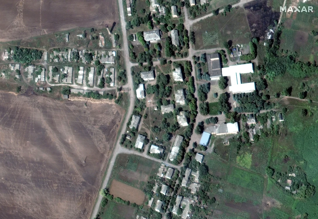 Imagine din satelit cu orașul Soledar la 1 august 2022 FOTO Twitter/ Maxar
