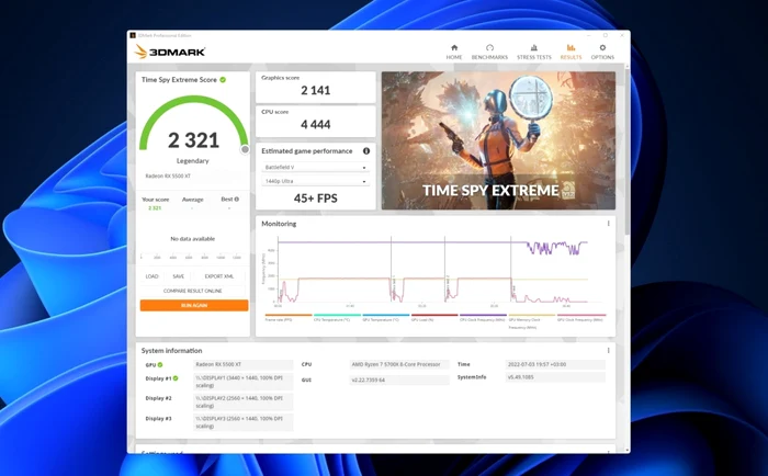 3DMark test Time Spy Extreme AMD Ryzen 7 5700X