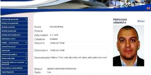 Anunţul de pe siteul Poliţiei Române