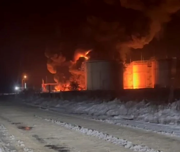 Incendiu la o rafinărie din Krasnodar FOTO: X