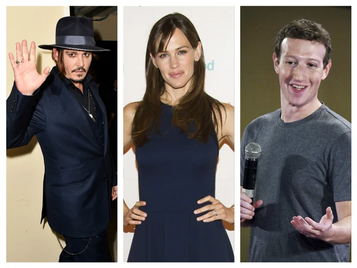 Johnny Depp, Jennifer Garner şi Mark Zuckerberg sunt trei dintre personalităţie internaţionale care au marcat anul 2015 FOTO Colaj Adevărul/ FOTO AP