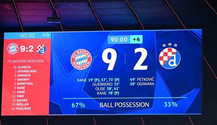 Scor neverosimil în meciul Bayern - Dinamo Zagreb. Foto Getty images