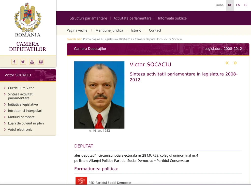 Victor Socaciu a fost deputat PSD