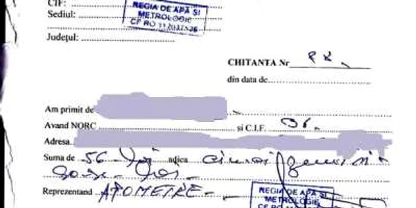 Aşa arata o chitanţă falsă "emisă" de escroci