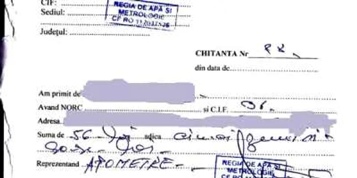 Aşa arata o chitanţă falsă "emisă" de escroci