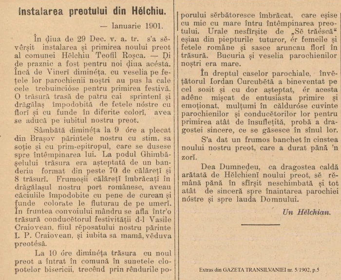 Extras din Gazeta Transilvaniei, nr. 5/1902, p.5 (© Muzeul de Etnografie Brașov)