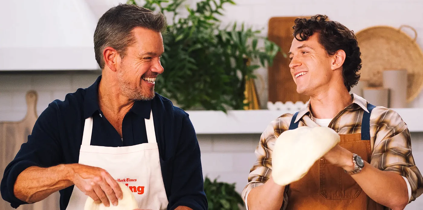Matt Damon și Tom Holland la New York Times Cooking/sursă foto: social media