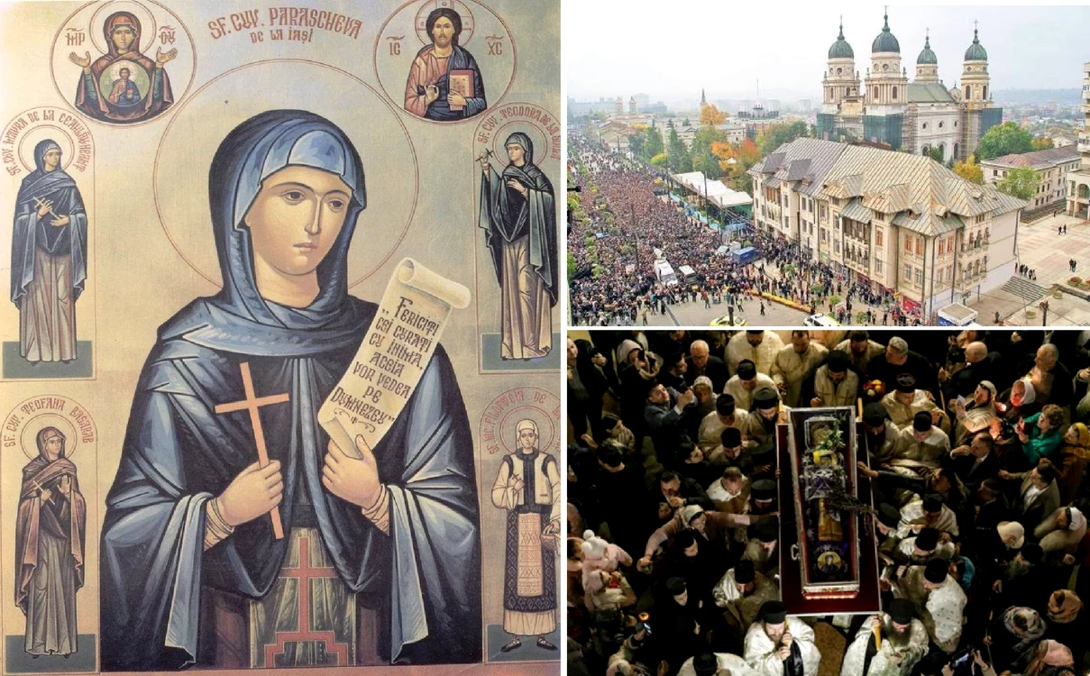 Colaj cu sfânta Paraschiva și procesiunea de la Iași pentru această sărbătoare