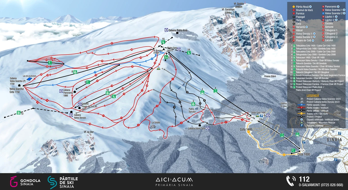 Cele 7 pârtii amenajate la Sinaia FOTO Gondola Sinaia