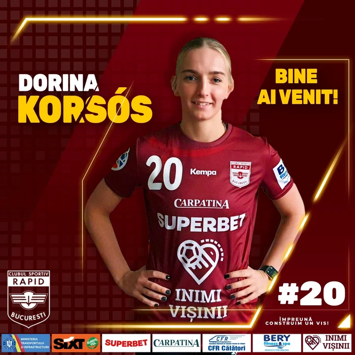 Dorina Korsos va purta tricoul cu numărul 20 la Rapid