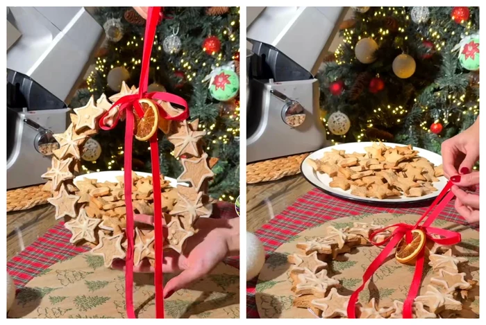 Coroniță cu biscuiți / Foto: Colaj captură video TikTok