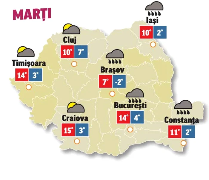 Prognoza meteo 21 aprilie - temperaturile se menţin scăzute pentru această perioadă, pe alocuri va ploua