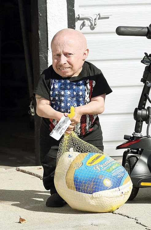 Verne Troyer (45 de ani) a avut de furcă mult cu uriaşa pasăre Foto: Photoland/Wenn