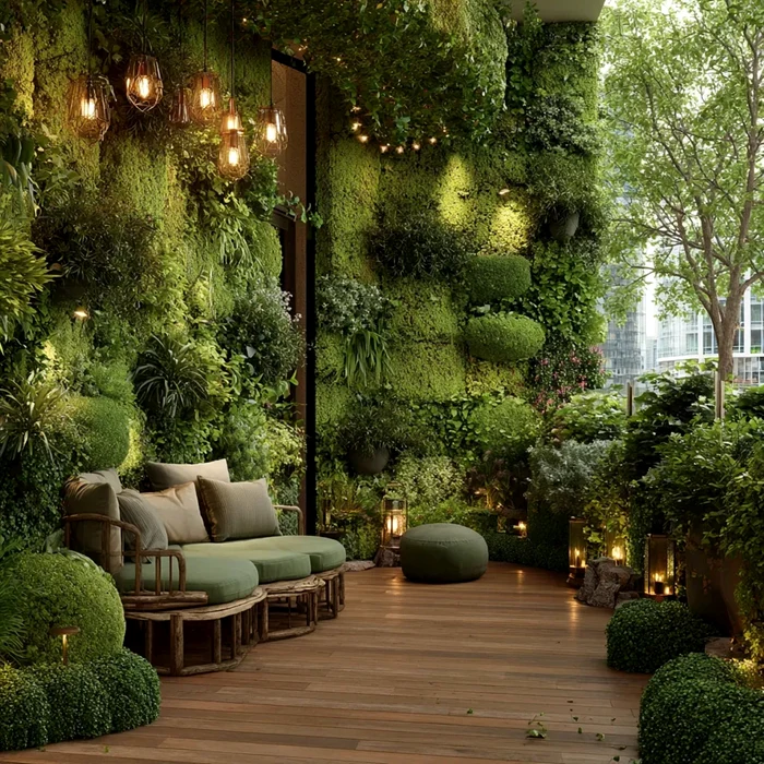 Idei de amenajare pe terasă cu pereți luxurianți cu plante naturale / fațade cu plante - Ideal House