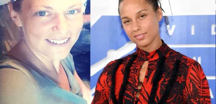 Artista Dana Nălbaru şi artista Alicia Keys, două femei nemachiate. FOTO Facebook/huffingtonpost.es