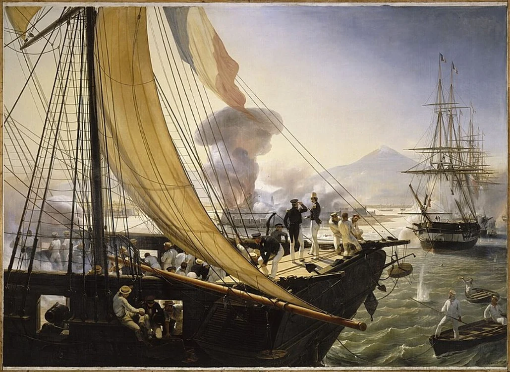 Nave franţuzeşti in timpul Războiului Patiserului FOTO wikipedia după o lucrare de Horace Vernet