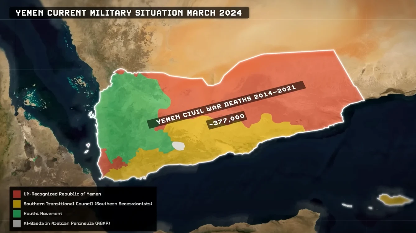Facțiunile Războiului Civil din Yemen. Foto Credit: YouTube, Real Life Lore