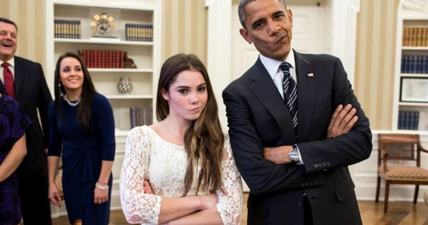 Preşedintele Barack Obama şi gimnasta McKayla Maroney FOTO AFP