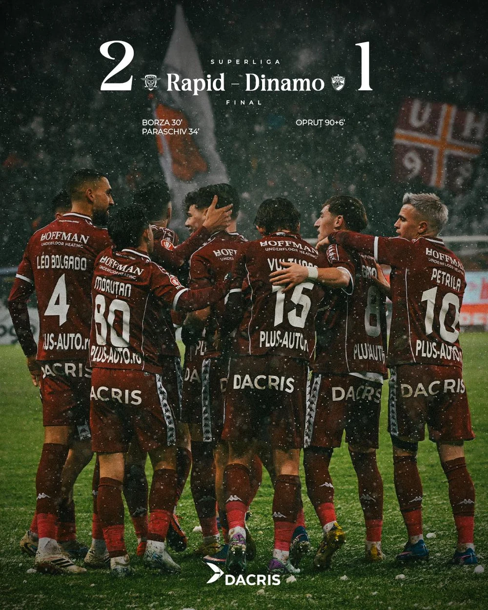 Rapid, victorie mare în derby-ul cu Dinamo, într-un meci în care galeriile s-au întrecut în mesaje triviale