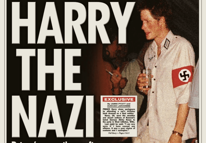Prințul Harry îi acuză pe William și Kate Middleton că l-au încurajat să poarte uniforma nazistă la o petrecere