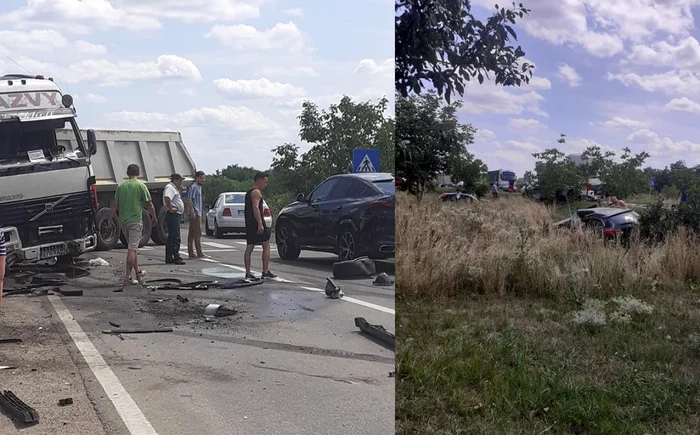 În accident au fost implicate patru maşini FOTO Facebook/Info Trafic jud. Timiş