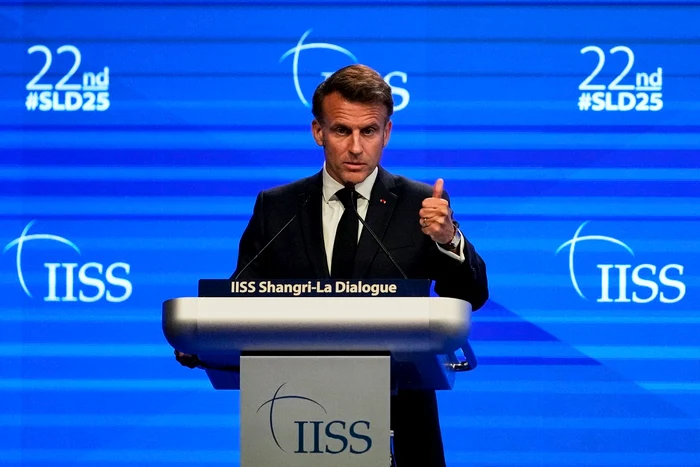 Emmanuel Macron în cadrul Conferinței de securitate din Singapore FOTO Profimedia