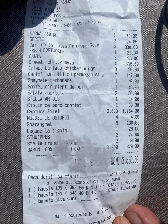 Prânzul a costat cât întreg sejurul SURSA A.I.