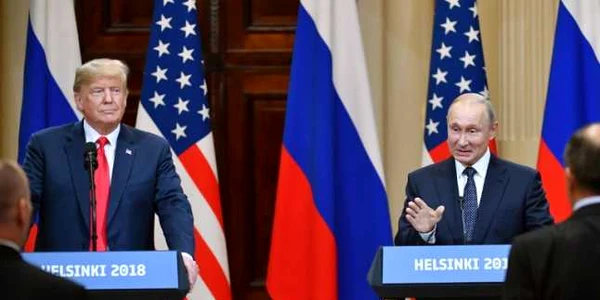 Donald Trumps şi Vladimir Putin - summit in Helsinki. FOTO AFP