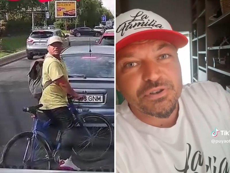 Puya, implicat într-un incident în trafic pe bicicletă, surprins de camera de bord: „Omul a vrut neapărat să-și facă un filmuleț”