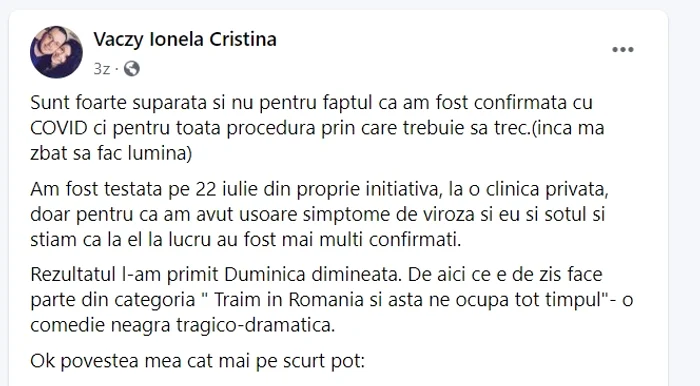 Tânăra din Timișoara și-a povestit pățania pe pagina sa de Facebook