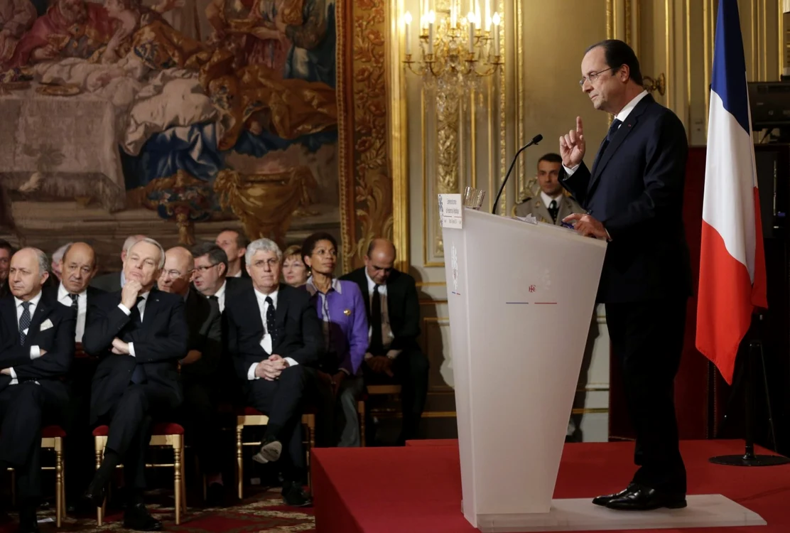 Preşedintele francez Francois Hollande în timpul conferinţei FOTO Reuters