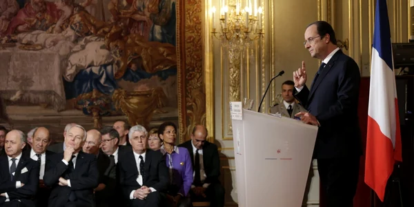  Francois Hollande in timpul discursului de la Palatul Elysee FOTO Reuters