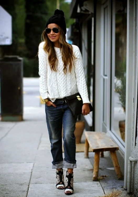 With white sweater printed cutout boots clutch and beanie jpg jpeg